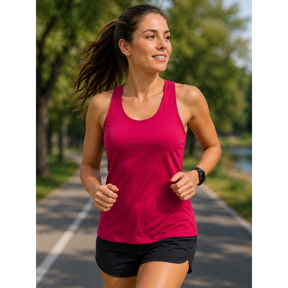Nike Dri-FIT Womens Racerback Tank Top Slim Fit Pink Mesh Running Gym Small
